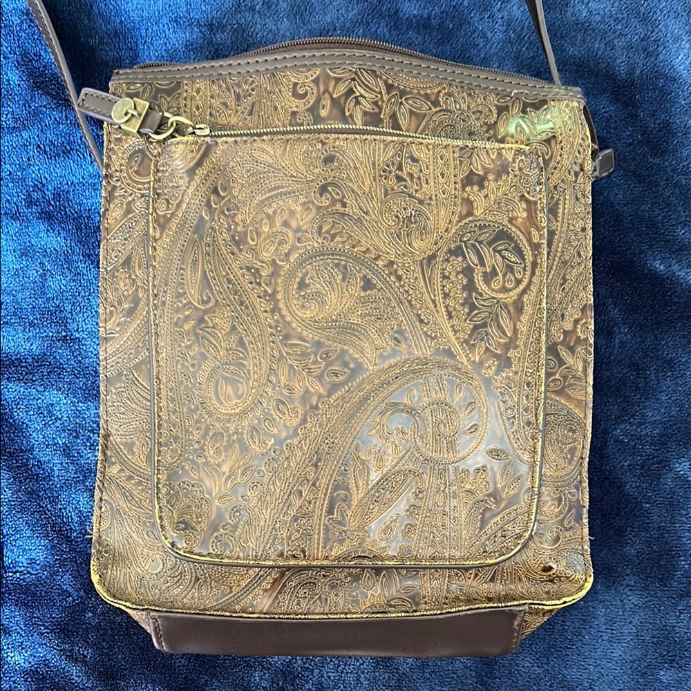 Brown and Gold Paisley Shoulder Bag